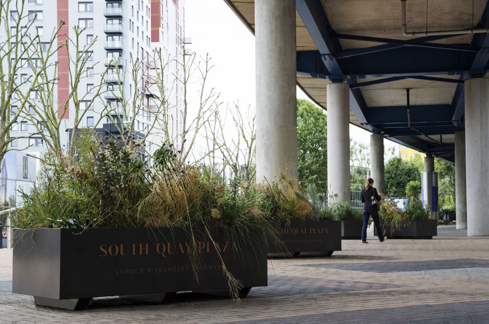 Powder Coated Zintec Steel Planters for South Quay Plaza