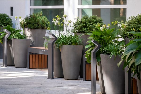 Outdoor conical GRP planters