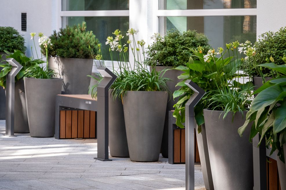 Outdoor conical GRP planters