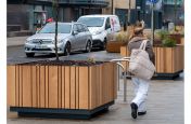 Timber clad street level planters