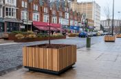 Large timber clad planters for trees