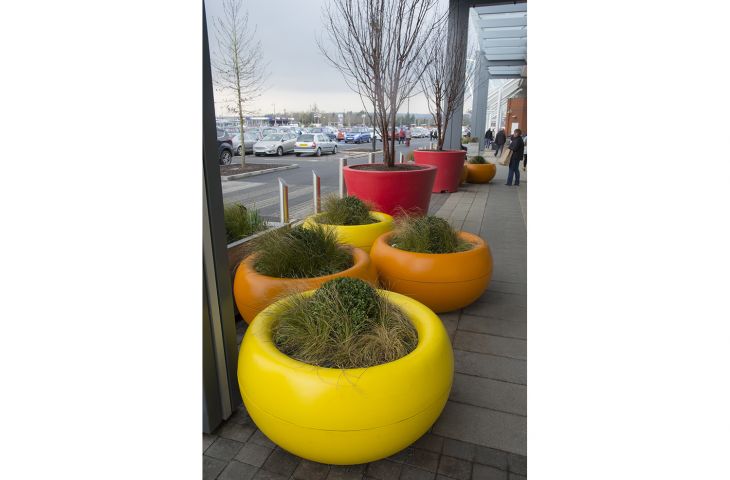 Bright coloured arge planters