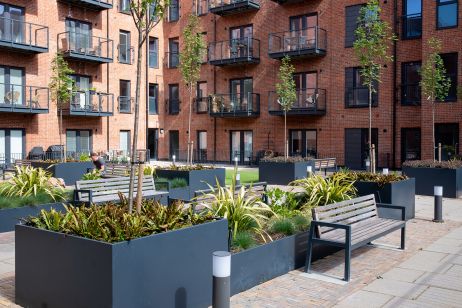Large steel planters for shrubs and trees