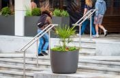 Round planters for public redevelopment