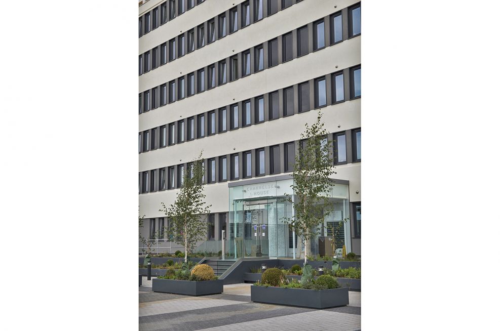 600mm Powder Coated Steel Planters at Centre Point, London