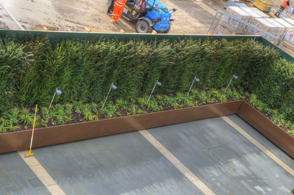 Speia Brown RAL 8014 Large Stainless Steel Powder Coated Planter