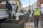 Steel Bespoke Tree Planters In Cheltenham High Street