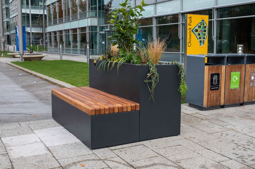 Rectangular planter and bench