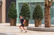 Public realm bronze brass planters