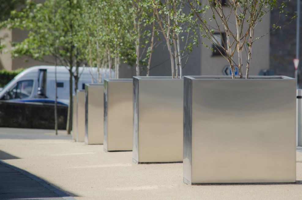 Bespoke Stainless Steel Planters With A Polyester Powder Coatings