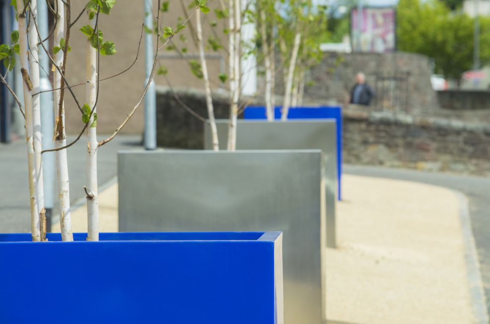 Stainless Steel Planters with a Brushed Finish