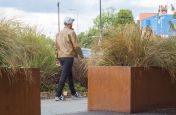 Corten Steel Planters With Laser Cut Elephant Decal