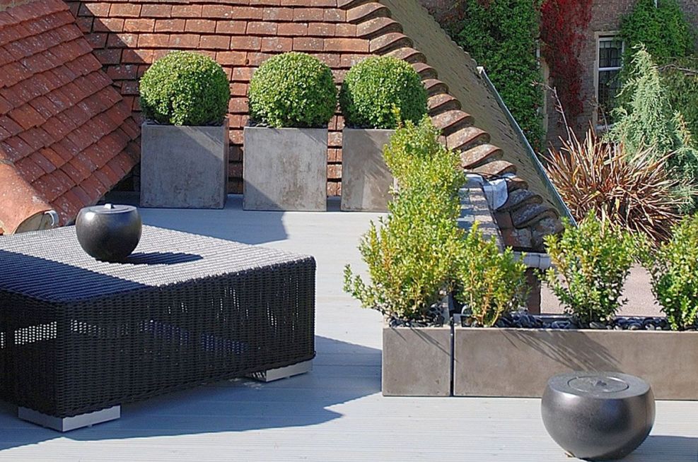 Contemporary Roof Terrace Planters Featuring IOTAS Fresco Range