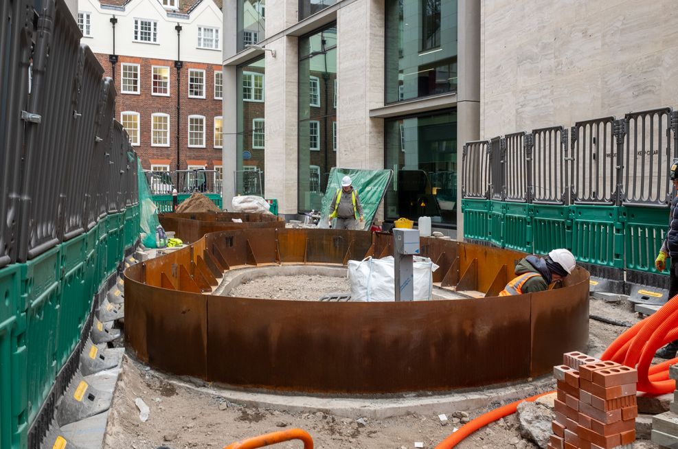 Corten planter installation in City of London