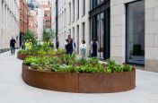 Open bottom planters in Corten steel