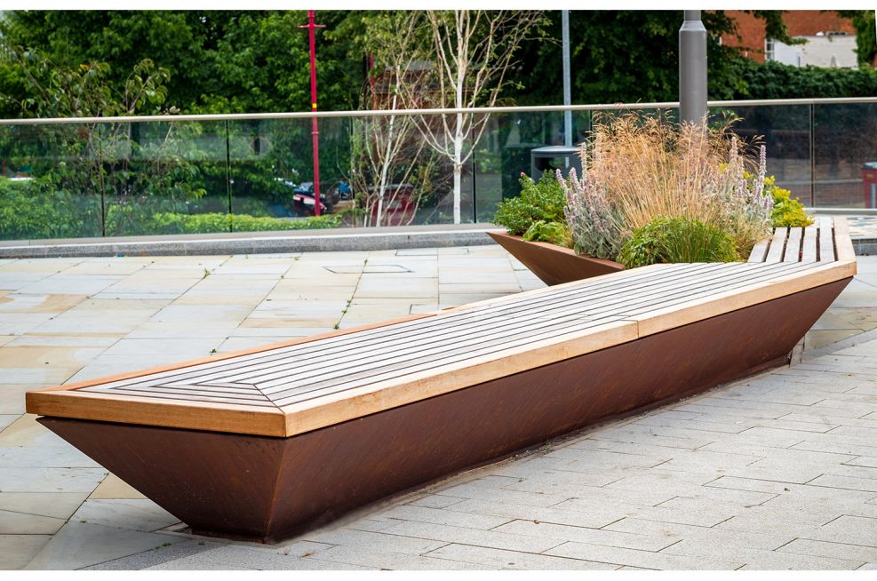 Bespoke corten bench seating for public realm