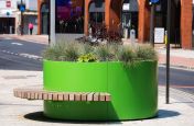 Street planter with wooden seating