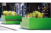 Large square planter with bench seat