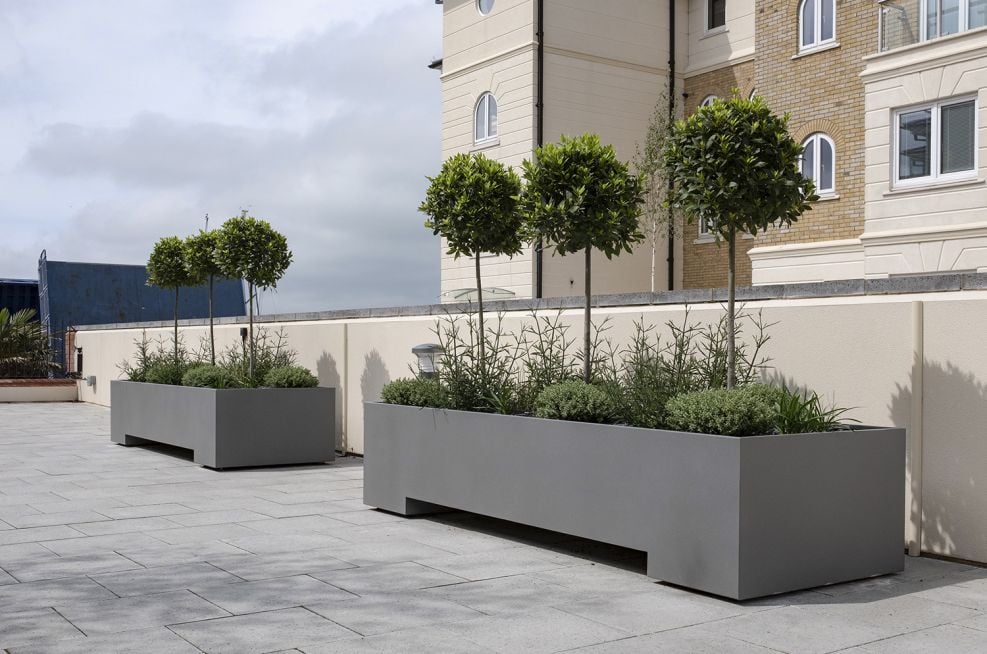 Polyester powder coated steel planters