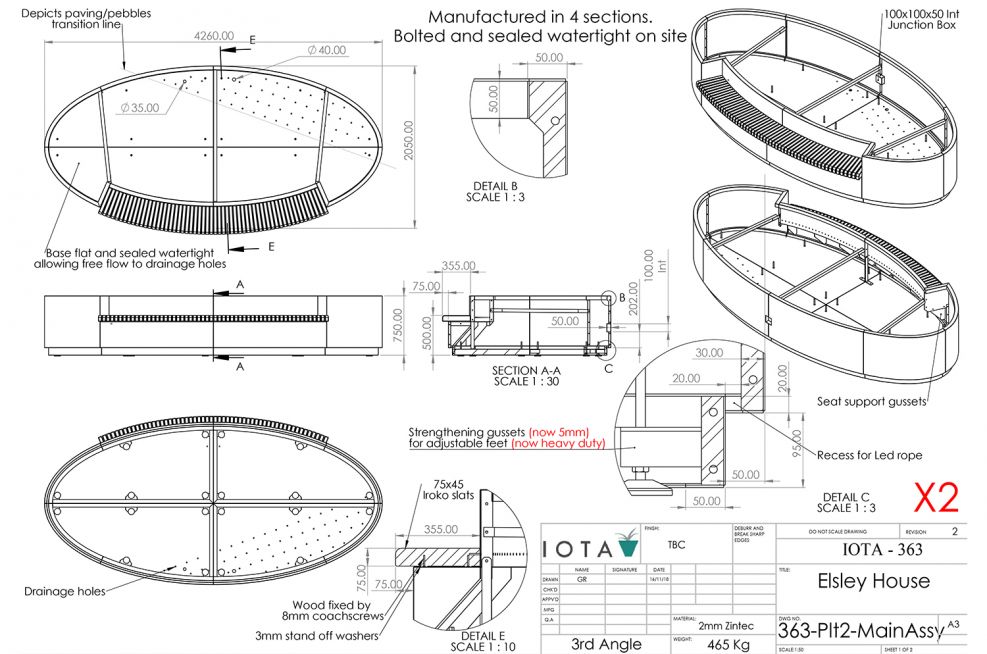 Integrated planter bench CAD design