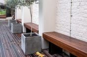 Bespoke timber benches and metal supports