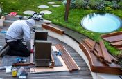External hardwood garden benching