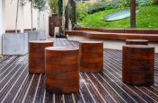 Solid timber courtyard stools