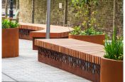 Laser cut and illuminated corten steel seating