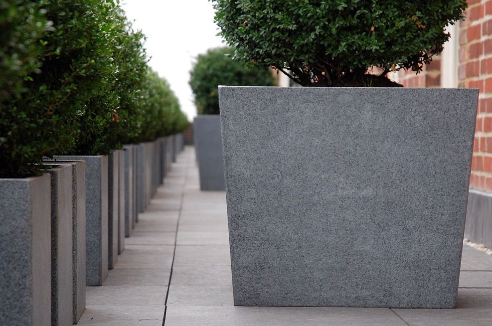 Granite Stone Planters With A Honed Finish