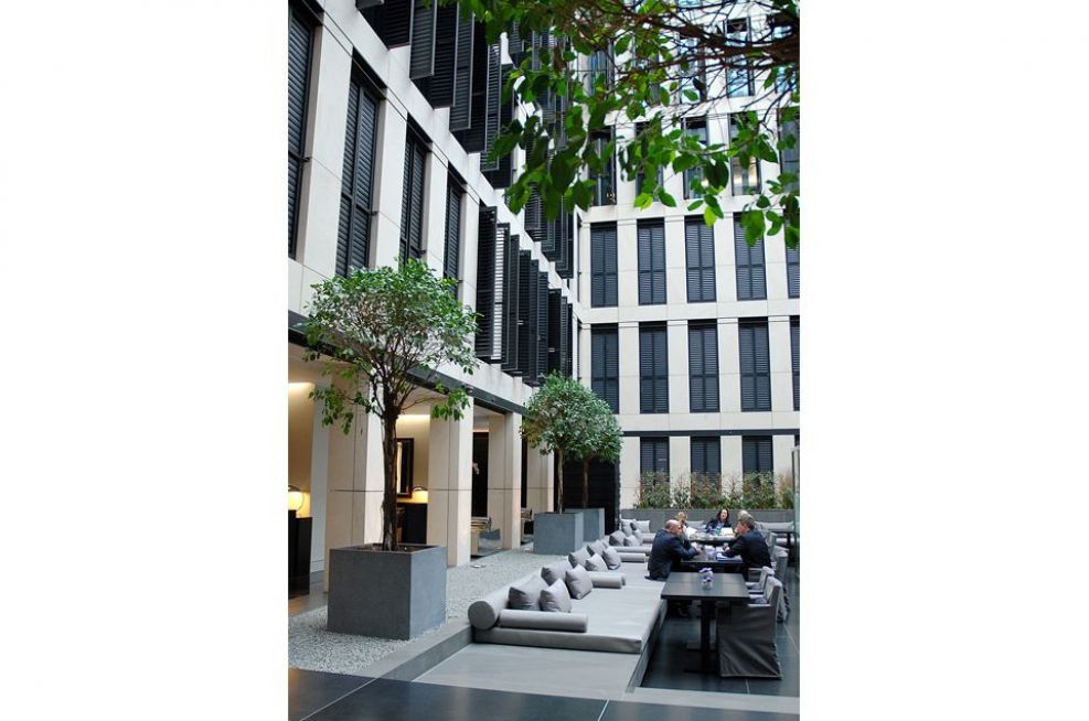 Large Granite Cube Planters In The Central Courtyard Space