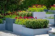 Grey powder coated metal planters