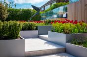 Rectangular metal planters in grey