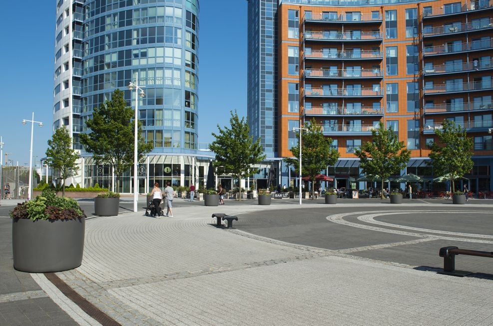 Boulevard planters at Gunwharf Quays Supplied By IOTA