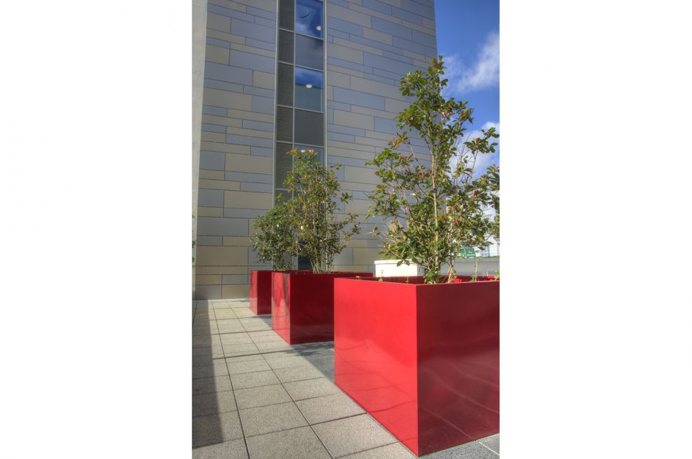 Large Bespoke Tree Planters With A RAL 3003 Powder Coating