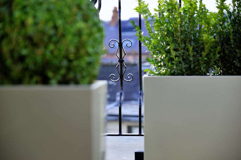 Bespoke Powder Coated Steel Planters at Hans Place, Knightsbridge, London