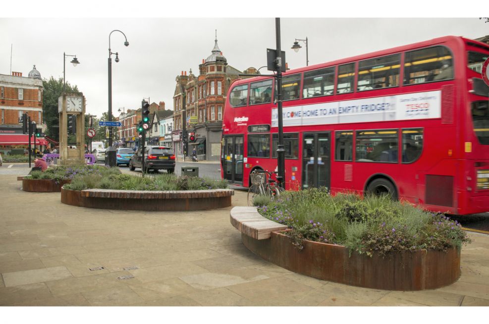 Corten Steel Public Realm Planter Bench