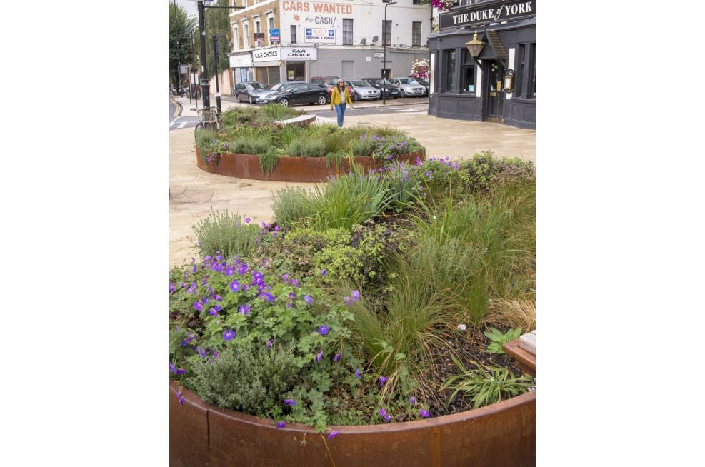Corten Steel Public Realm Planters with Benching