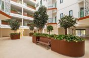 Large bespoke steel planters for atrium