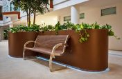 LED underlit planters for the atrium