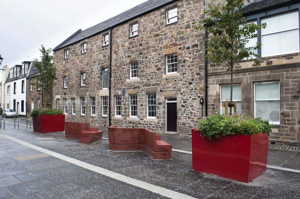 RAL 3013 Tomato Red Powder Coated Steel Planters.