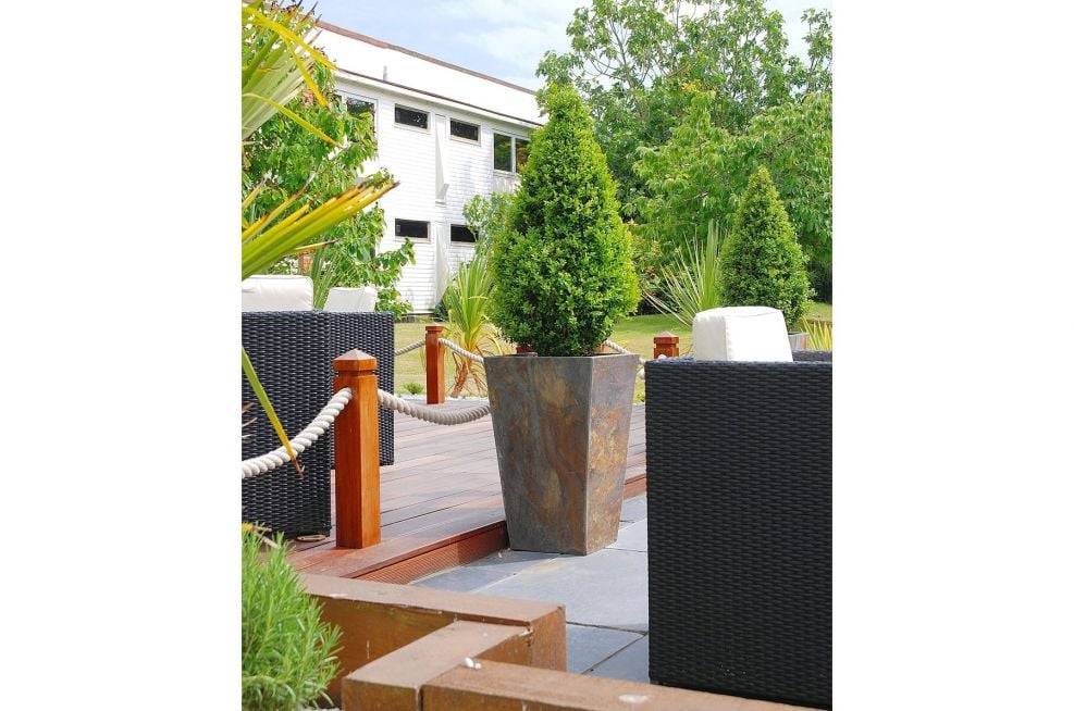 Decked Areas Featuring The Slate Tall Taper Planters