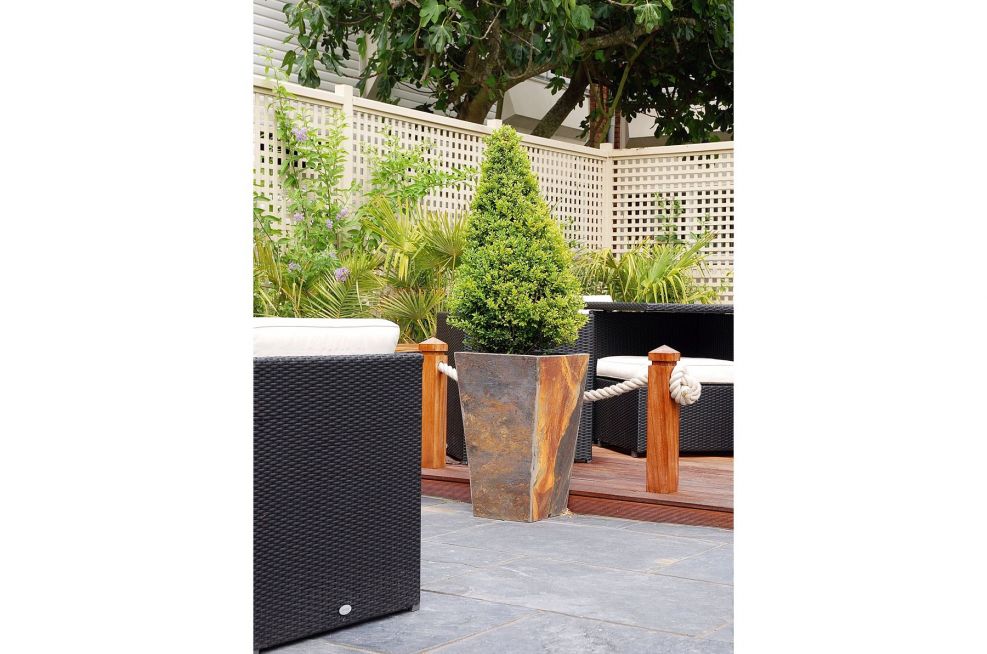 Slate Tall Taper Planters On Paved Areas