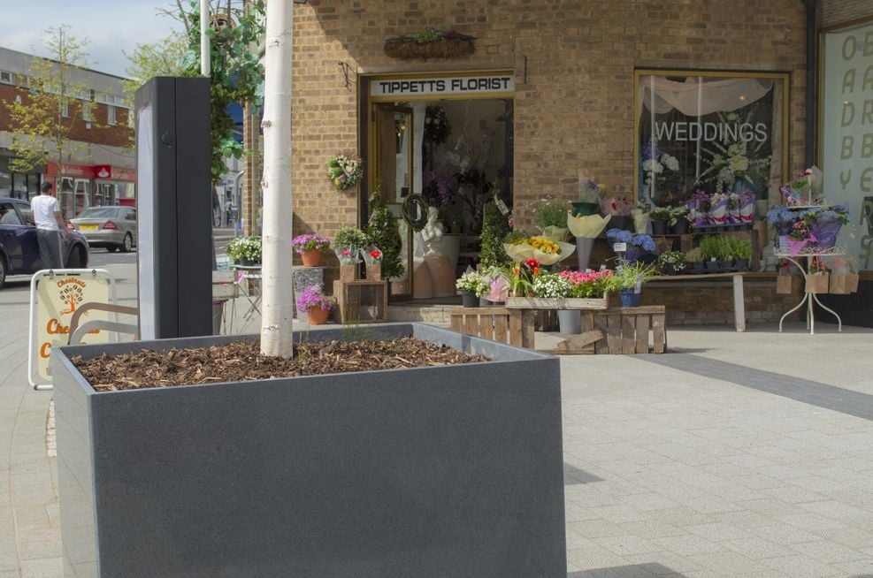Leicestershire County Council Bespoke Granite Tree Planters for Town