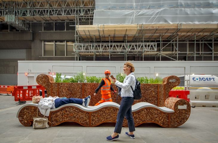 bespoke corten steel benches for public realm 