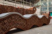 Corten Gabion Style Planter Bench