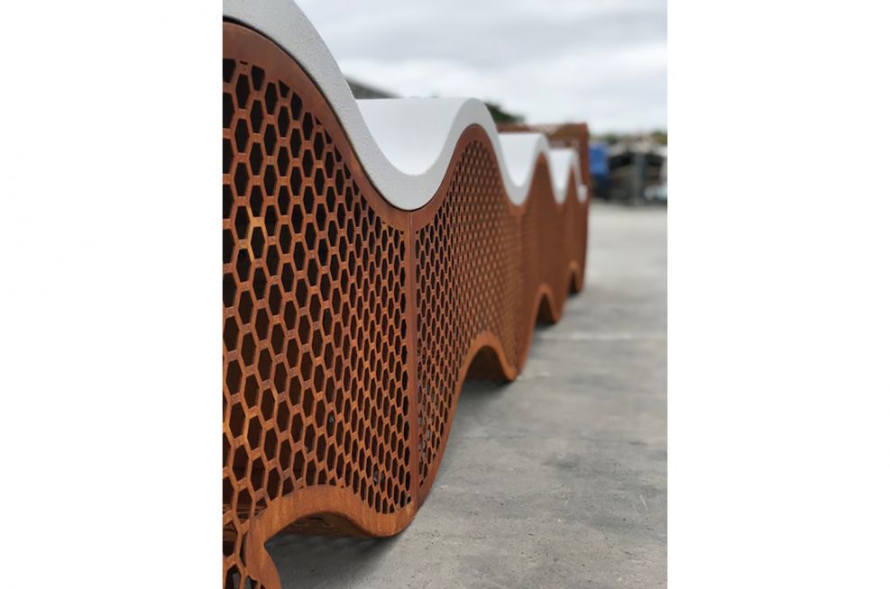 Public Realm Corten Steel Bench