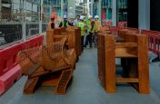 Corten Steel Public Bench and Planters