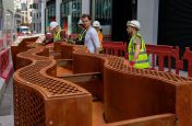 Custom Manufactured Corten Steel Public Realm Planter Bench