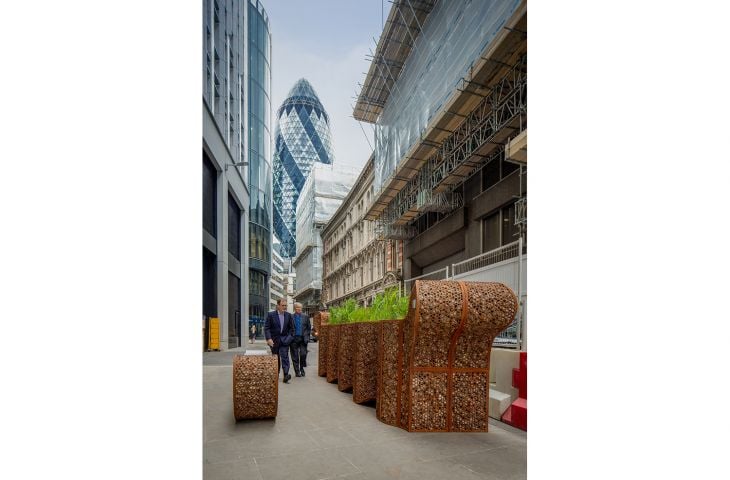 bespoke corten steel benches for public realm 