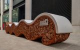 bespoke corten steel benches for public realm 